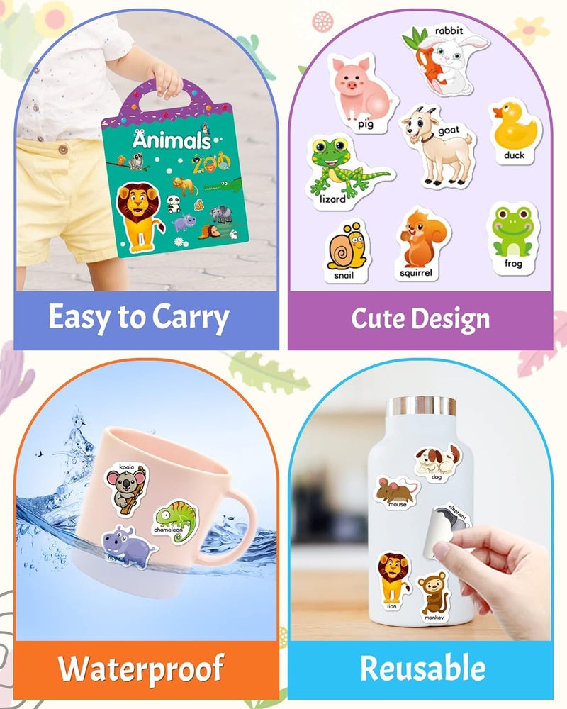 Benresive Reusable Sticker Books for Toddlers, Fun Travel Stickers for Kids, Toddler Sticker Book, Crafts Activities for Toddlers, 3 and Up Birthady Gifts - Animals Zoo - Image 5